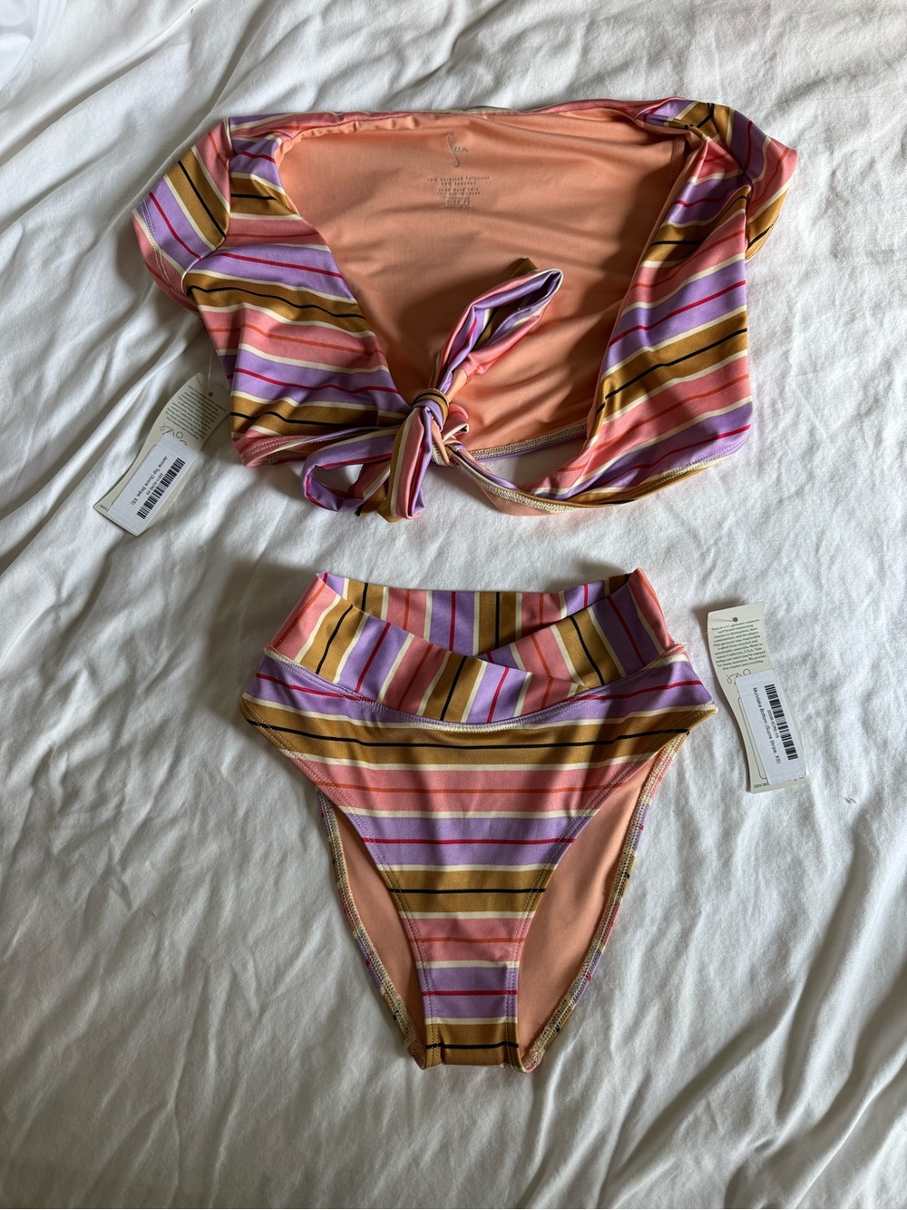 Seea Janine Mundaka Sucre Stripe Bikini bathing suit. NWT